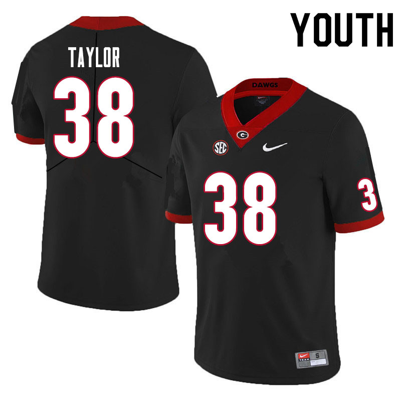 Youth #38 Patrick Taylor Georgia Bulldogs College Football Jerseys Sale-Black - Click Image to Close